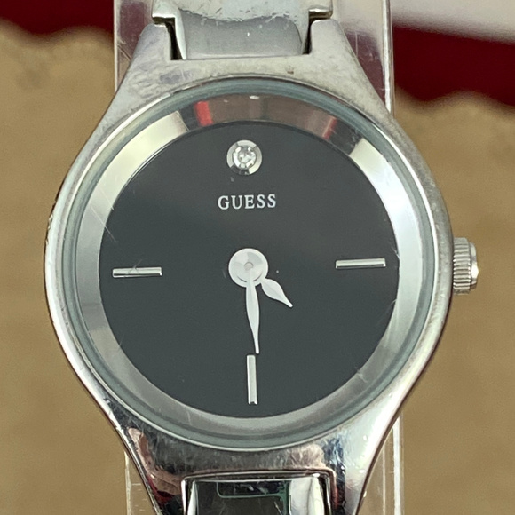Guess Silver Tone Watch Black Face Bangle & Links main image 5
